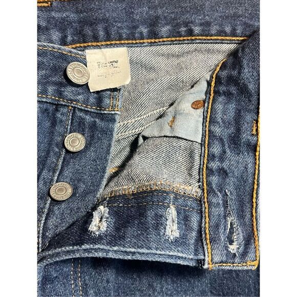 Vintage 90s Levi’s 501 Button Fly Dark Wash Jeans - Picture 4 of 7
